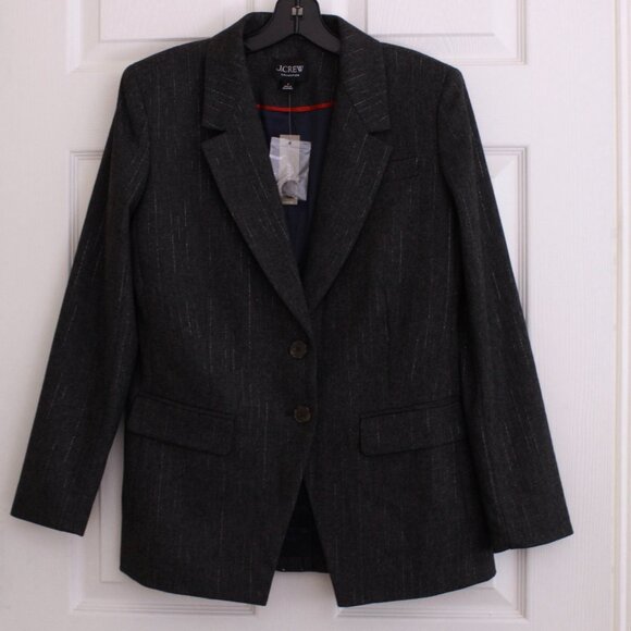 J. Crew Collection Nipped-in Blazer in Pinstripe Italian Wool Metallic Threads - Picture 3 of 15